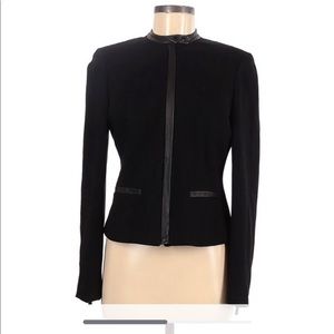 Ralph Lauren Leather Trim Zip Blazer